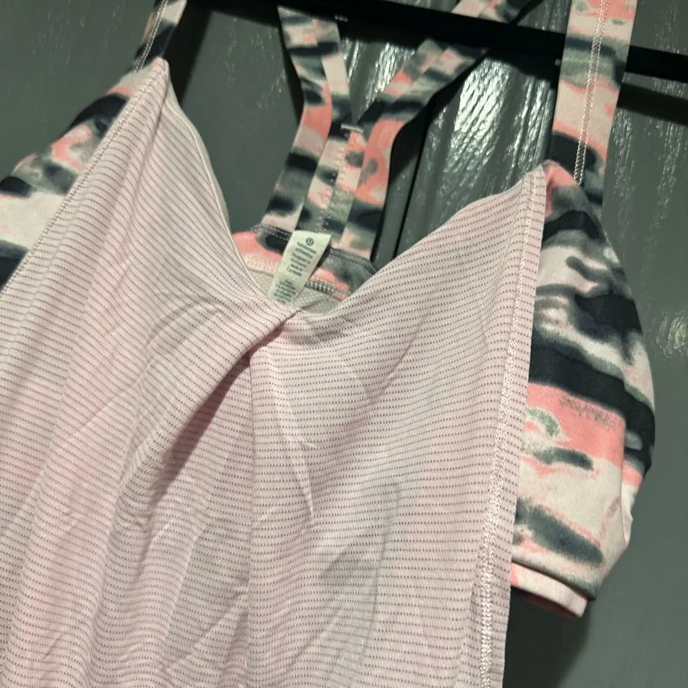 Lululemon Rest Less Tank in Heathered Barely Pink/Wamo Cam 10